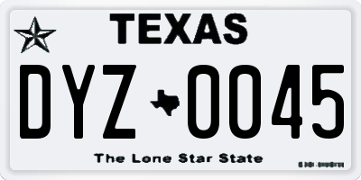 TX license plate DYZ0045
