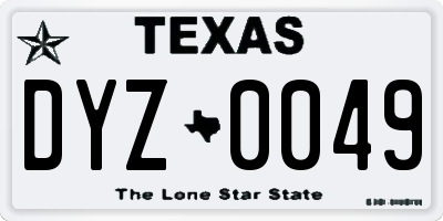 TX license plate DYZ0049