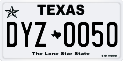 TX license plate DYZ0050