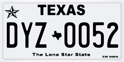 TX license plate DYZ0052