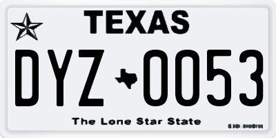 TX license plate DYZ0053