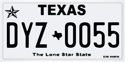 TX license plate DYZ0055