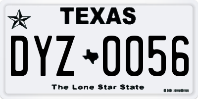 TX license plate DYZ0056