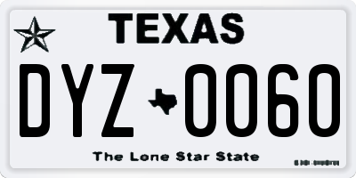 TX license plate DYZ0060