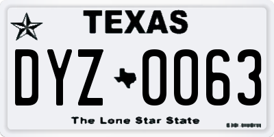 TX license plate DYZ0063
