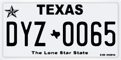 TX license plate DYZ0065