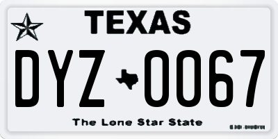 TX license plate DYZ0067
