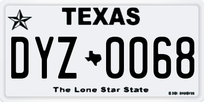 TX license plate DYZ0068