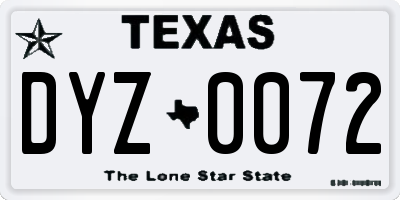 TX license plate DYZ0072