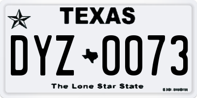 TX license plate DYZ0073