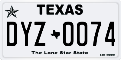 TX license plate DYZ0074