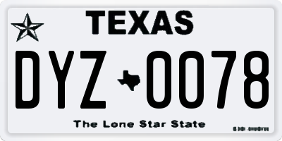 TX license plate DYZ0078