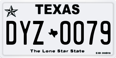 TX license plate DYZ0079