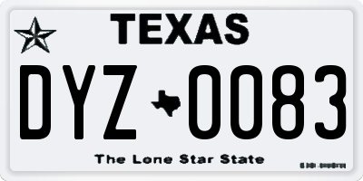 TX license plate DYZ0083