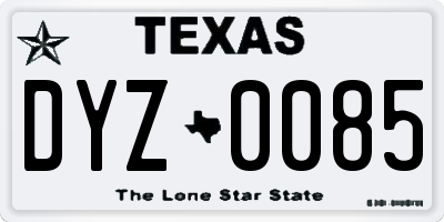 TX license plate DYZ0085