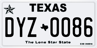 TX license plate DYZ0086