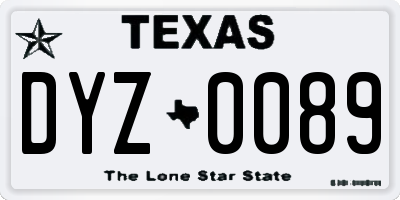 TX license plate DYZ0089