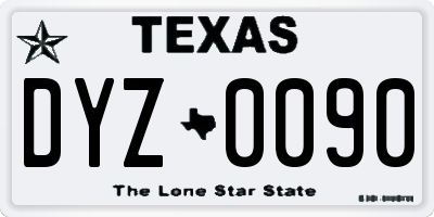 TX license plate DYZ0090