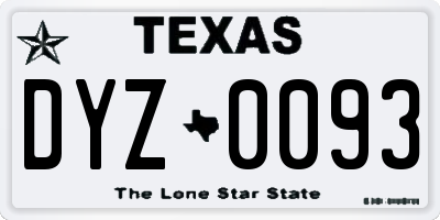 TX license plate DYZ0093