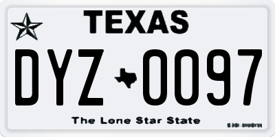 TX license plate DYZ0097