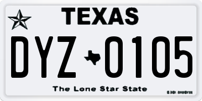 TX license plate DYZ0105