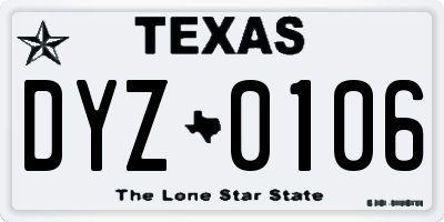 TX license plate DYZ0106