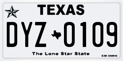 TX license plate DYZ0109