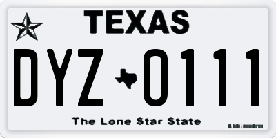TX license plate DYZ0111