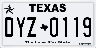 TX license plate DYZ0119