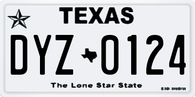 TX license plate DYZ0124