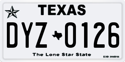 TX license plate DYZ0126
