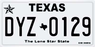 TX license plate DYZ0129