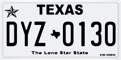 TX license plate DYZ0130