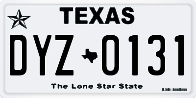 TX license plate DYZ0131