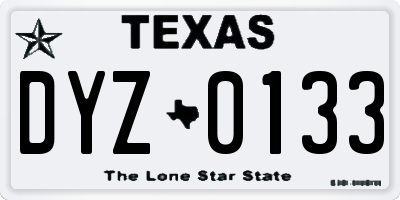 TX license plate DYZ0133