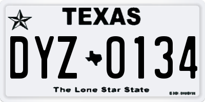 TX license plate DYZ0134
