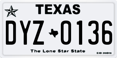TX license plate DYZ0136