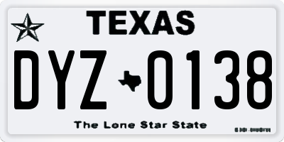TX license plate DYZ0138