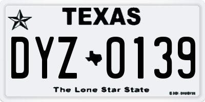 TX license plate DYZ0139
