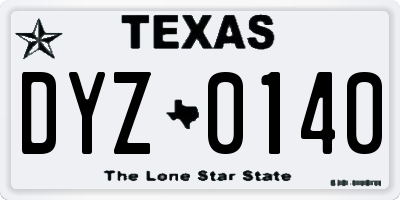 TX license plate DYZ0140