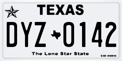 TX license plate DYZ0142