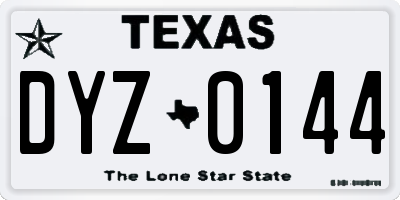 TX license plate DYZ0144