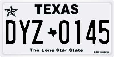 TX license plate DYZ0145