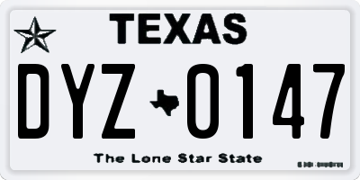 TX license plate DYZ0147
