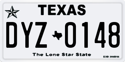 TX license plate DYZ0148