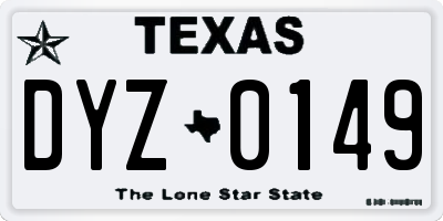 TX license plate DYZ0149