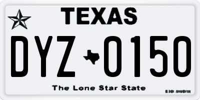 TX license plate DYZ0150