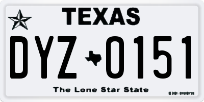TX license plate DYZ0151