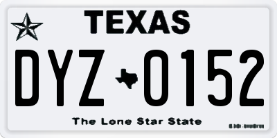 TX license plate DYZ0152