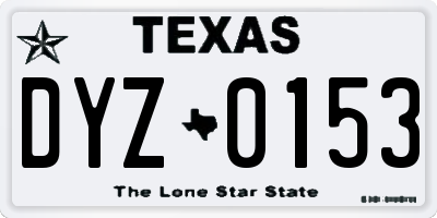 TX license plate DYZ0153